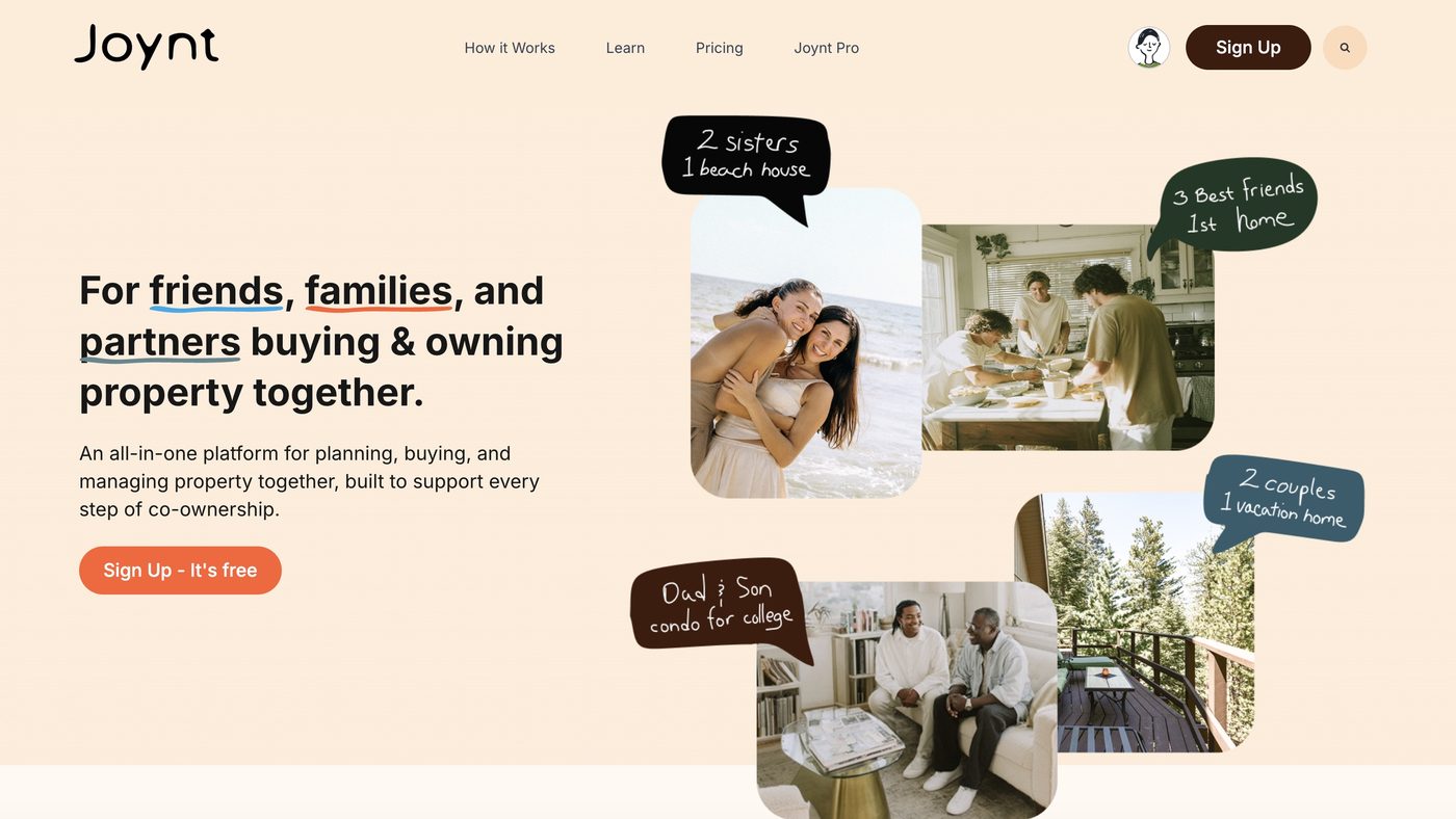 Joynt website explaining how friends can afford more together